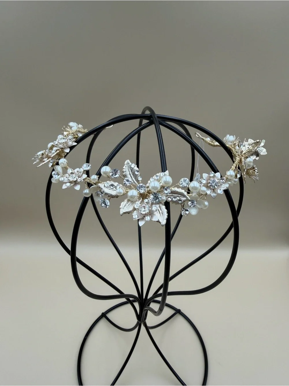 Bridal Crystal Pearl Floral Hair Vine Crown Gold Wedding Headpiece New